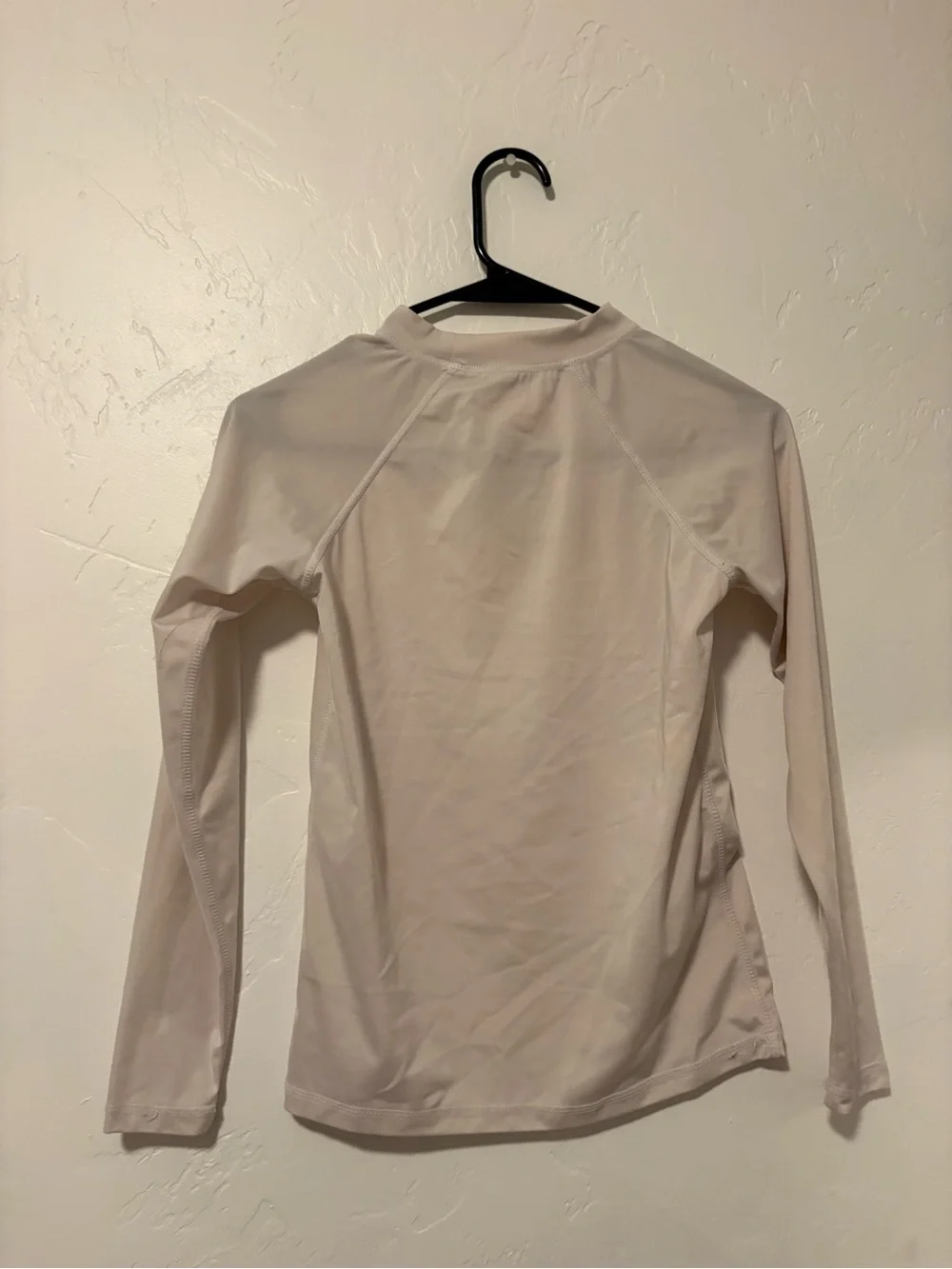 Kids Long-Sleeve Rashguard - Light Beige with Pink Logo